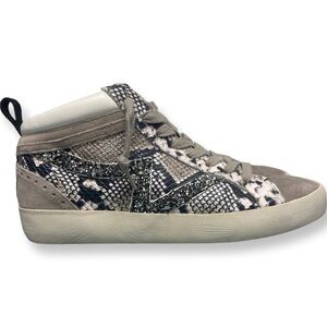 GIANNI BINI Leather And Suede Snake Skin Glitter High Top Sneakers Size 6.5